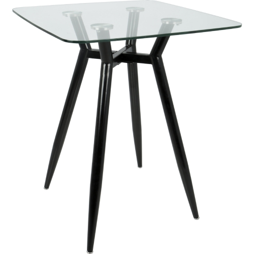 Clara 30" Square Counter Table in Black Metal & Glass